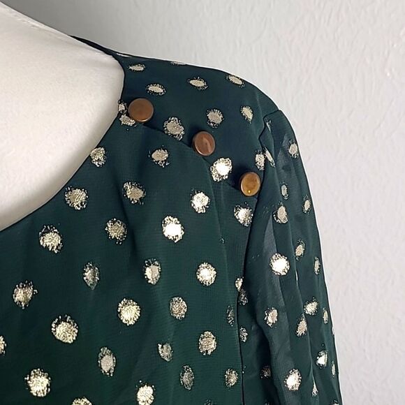 Gianni Bini Dark Green Dress with Sparkly Gold Dots, Size Medium - Picture 6 of 12